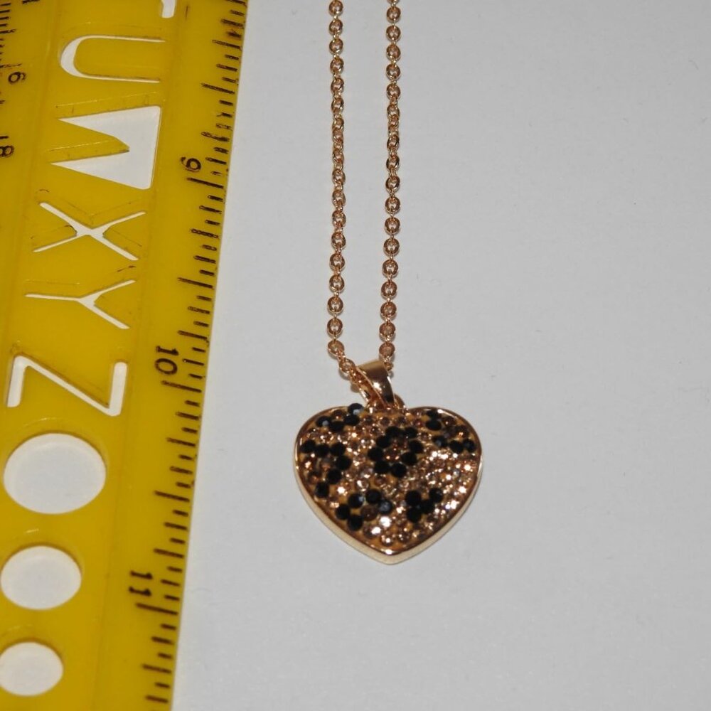 Neiman Marcus 18K Gold Plated Austrian Crystal Leopard Heart Necklace - Picture 5 of 5